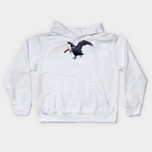 Nonbinary Pride Crow Friend Kids Hoodie